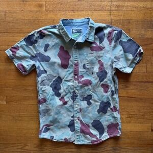 Modern Amusement Camo Button‎ Up Short Sleeve Casual Shirt Mens Size M
